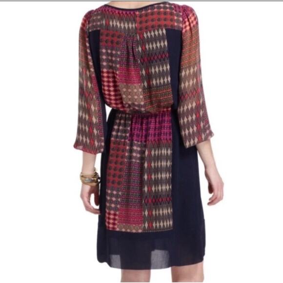 Maeve Anthropologie Rosalie Dress Small Blouson Knee Length Peasant Boho Print - Picture 9 of 10